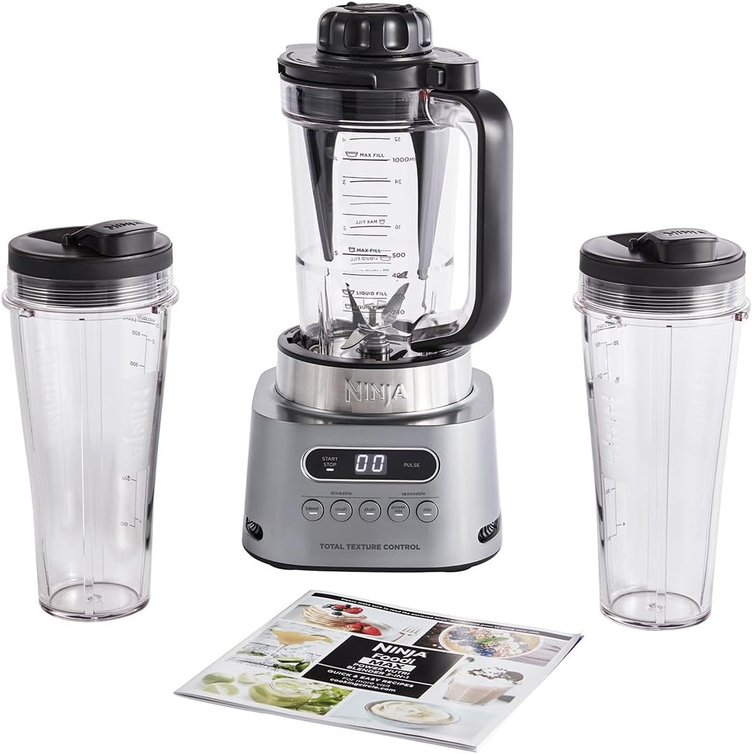 Ninja Foodi Max Power 2-in-1 Nutri Blender CB150ME 1100W Automatic Programs with Power Paddle - SilverKitchen Appliances1100W motor powers through the thickest mixtures – no stalling, no stirring, no shaking Blend smoothies, drinks & dressings in the cup